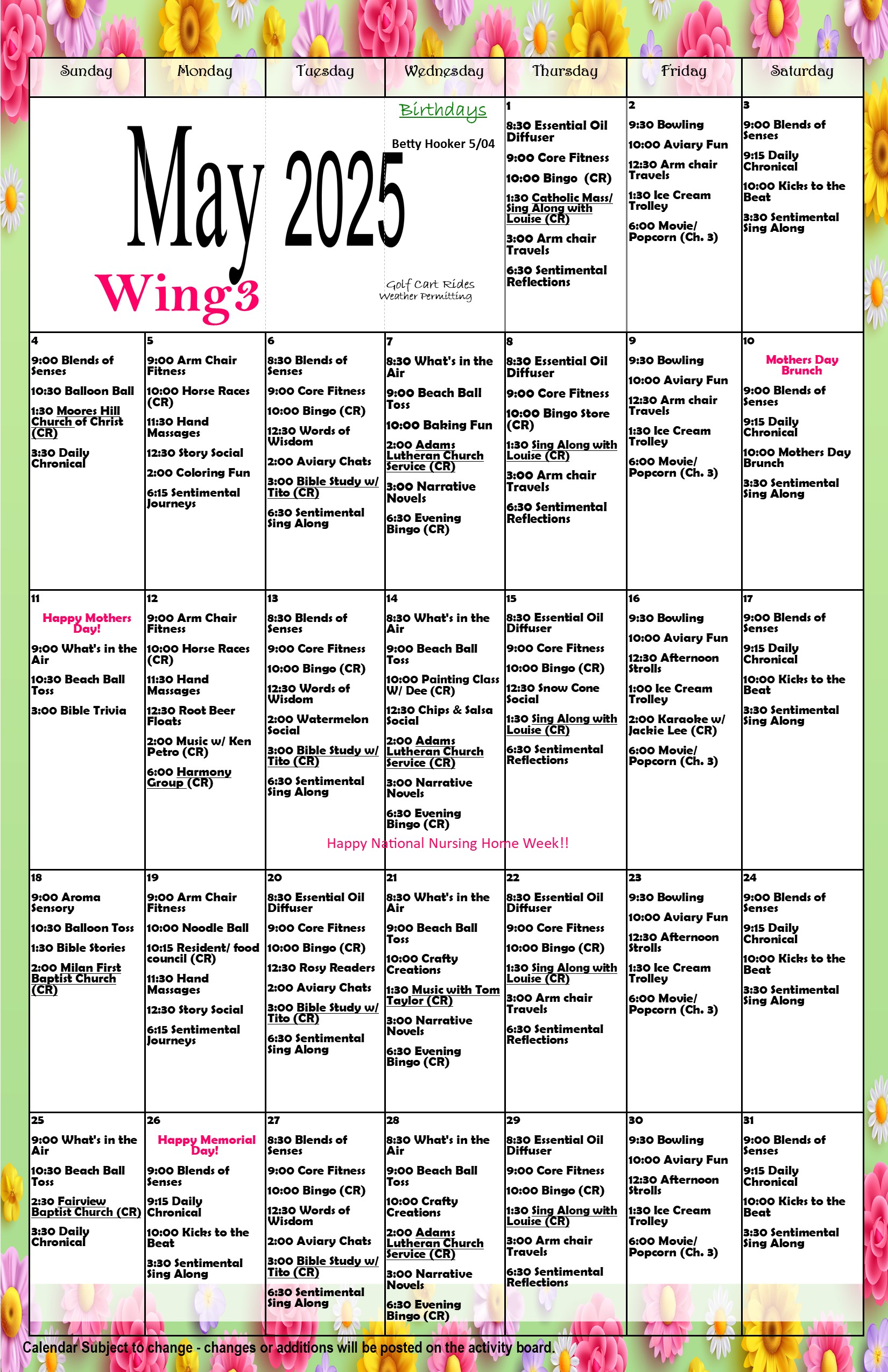 May final calender 2025 wing 3