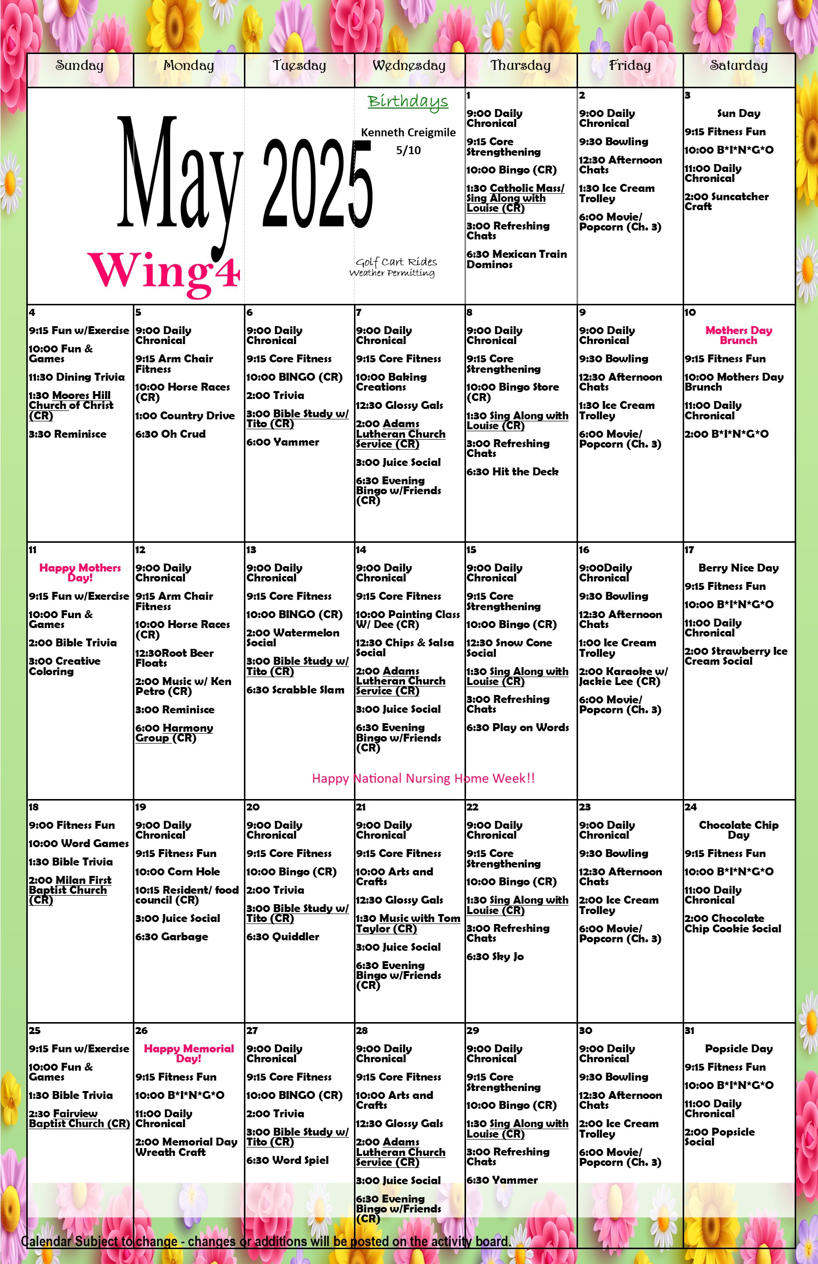 May final calender 2025 wing 4