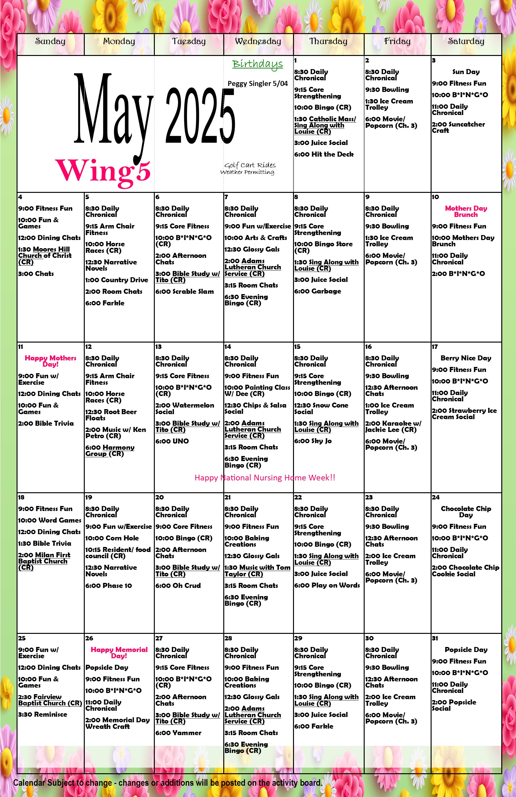 May final calender 2025 wing 5
