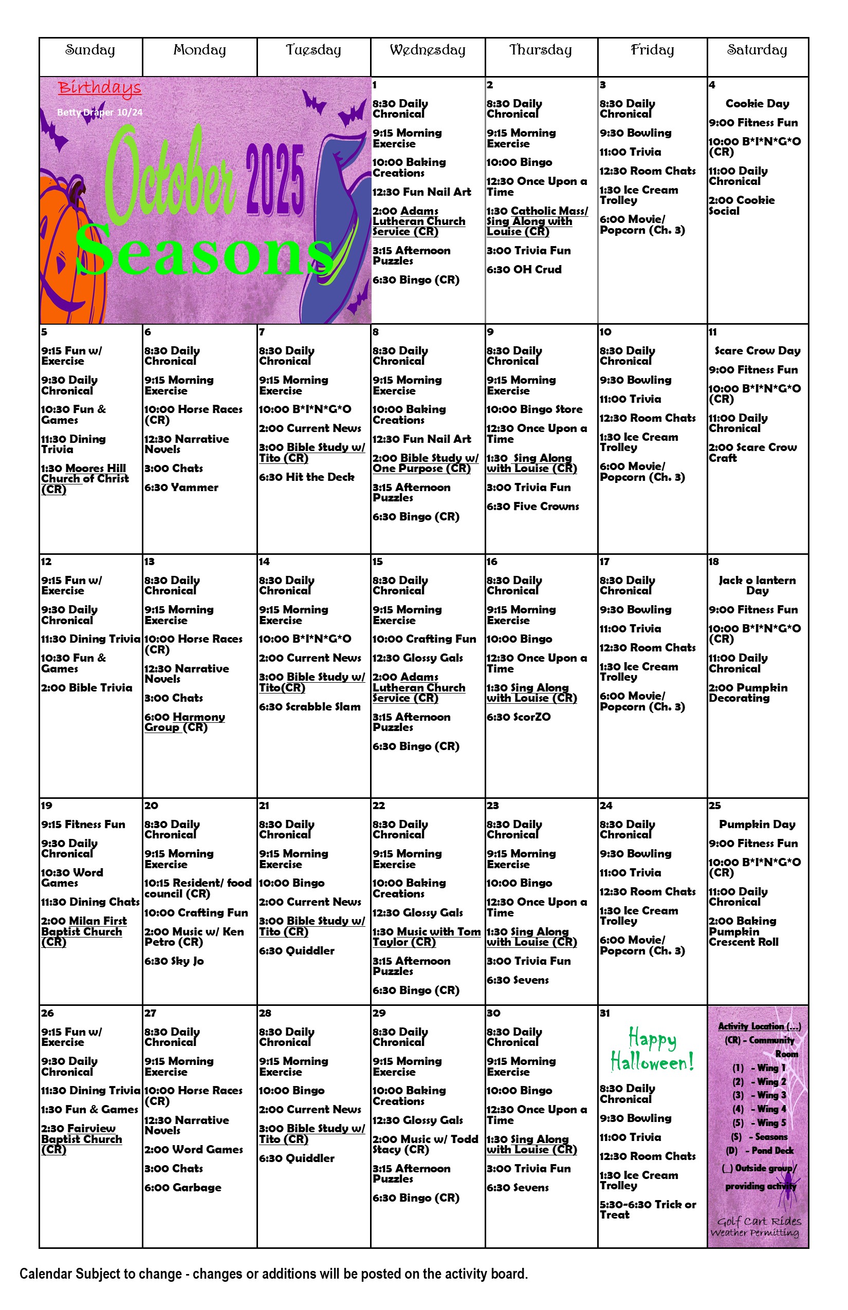 October seasons 2025