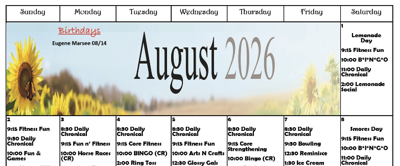 August 2026 Events