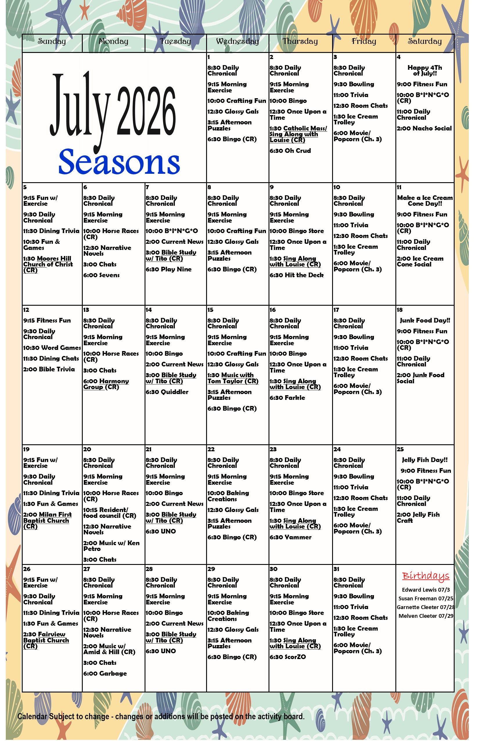 July Seasons 2026