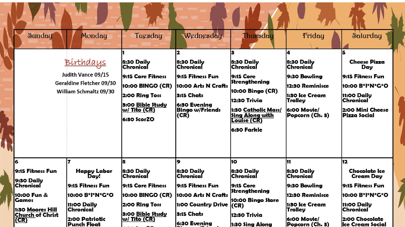 Events September 2026 calendar